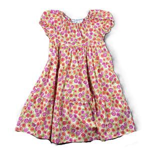 Barby Line Designs Boutique Girl Dress Ruffles Tiered Floral Pink Orange 5 M109